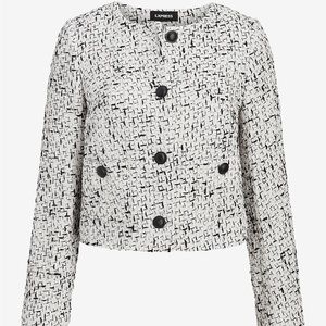 Black and white cropped tweed jacket/blazer